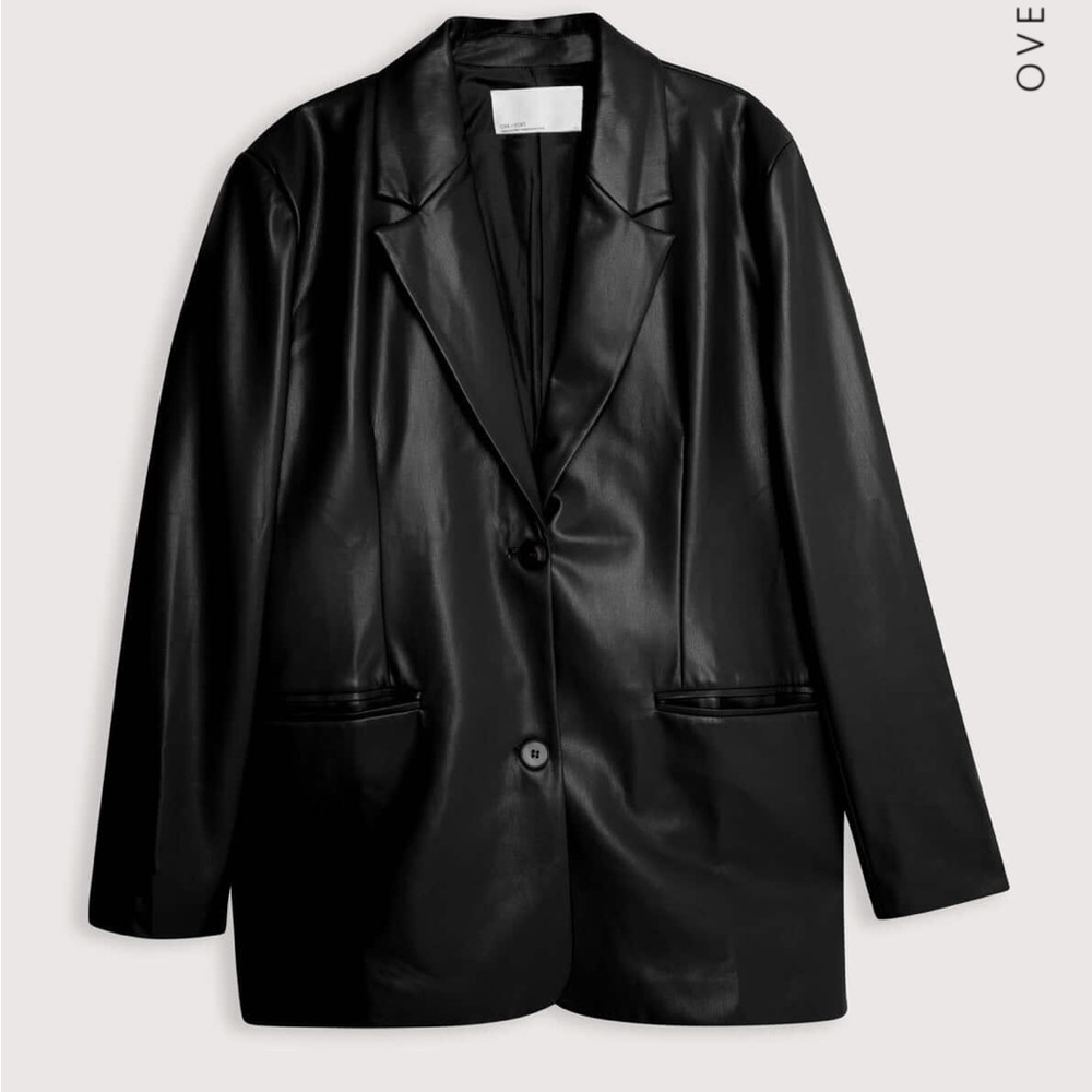 Oak + Fort VEGAN LEATHER BLAZER Black Small New with tags